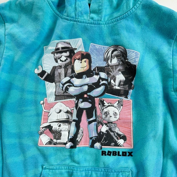 Roblox Sweater Kids Large Blue Pullover Hoodie Sweatshirt Video Game Kids Youth - Picture 4 of 10